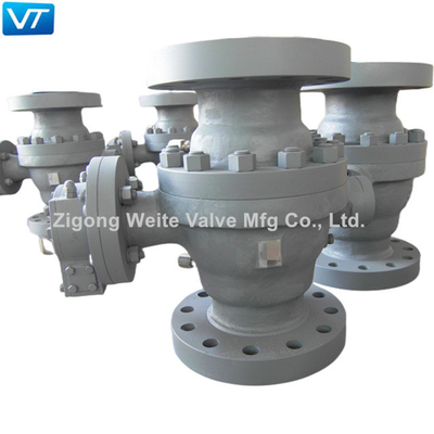 ASME B16.10 Trunnion মাউন্ট করা বল ভালভ স্টেইনলেস স্টীল ওয়ার্ম গিয়ার বল ভালভ